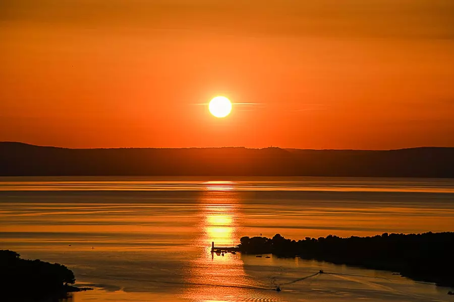 Sončni zahod, kamp Kovačine, Cres